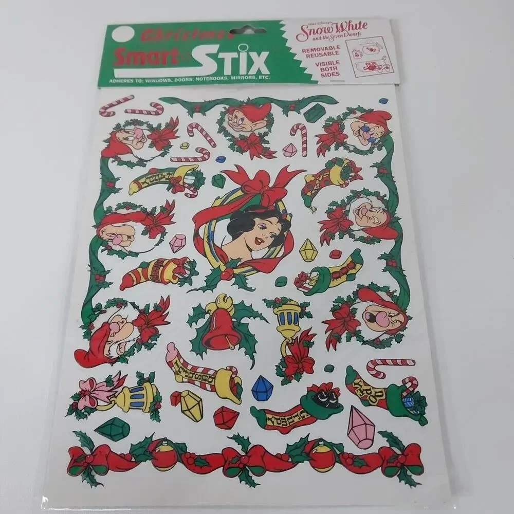 Disney Christmas Smart Stix Snow White Seven‎ Dwarfs Reusable Stickers Decals